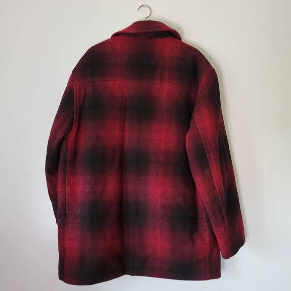 Lauren Ralph Lauren Red Black Plaid Wool Coat Quilted Lined Classic Overcoat - Picture 3 of 9